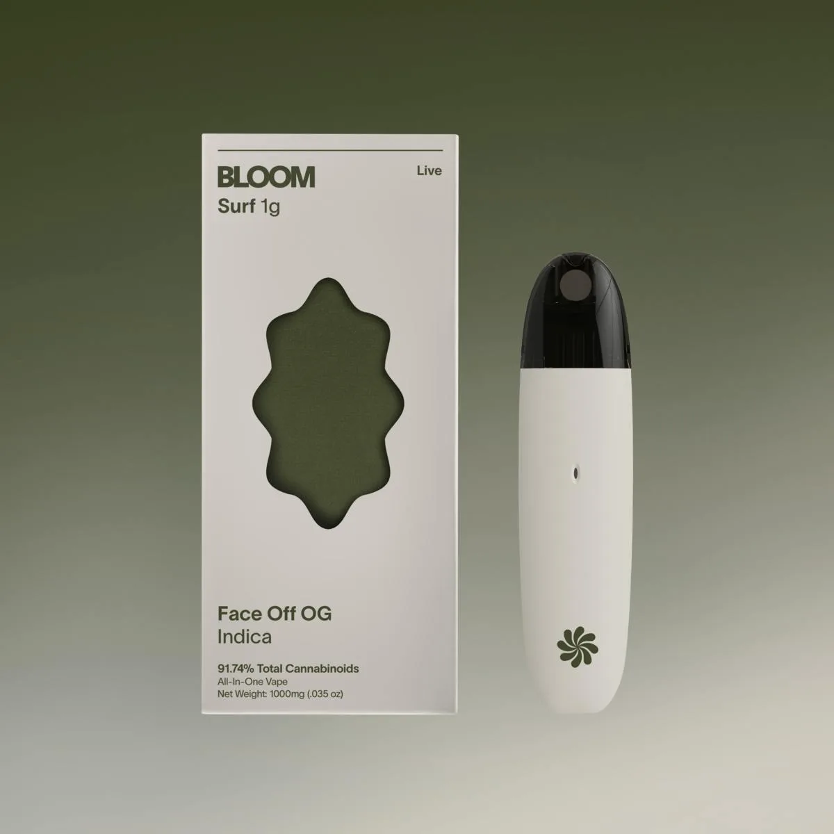 Caneta THC Bloom Live Surf AIO 1000mg Face Off OG