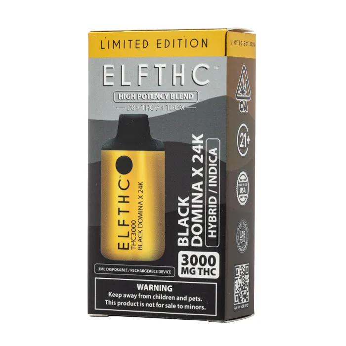 Caneta THC ELF THC THC3000 3G Black Domina X 24K