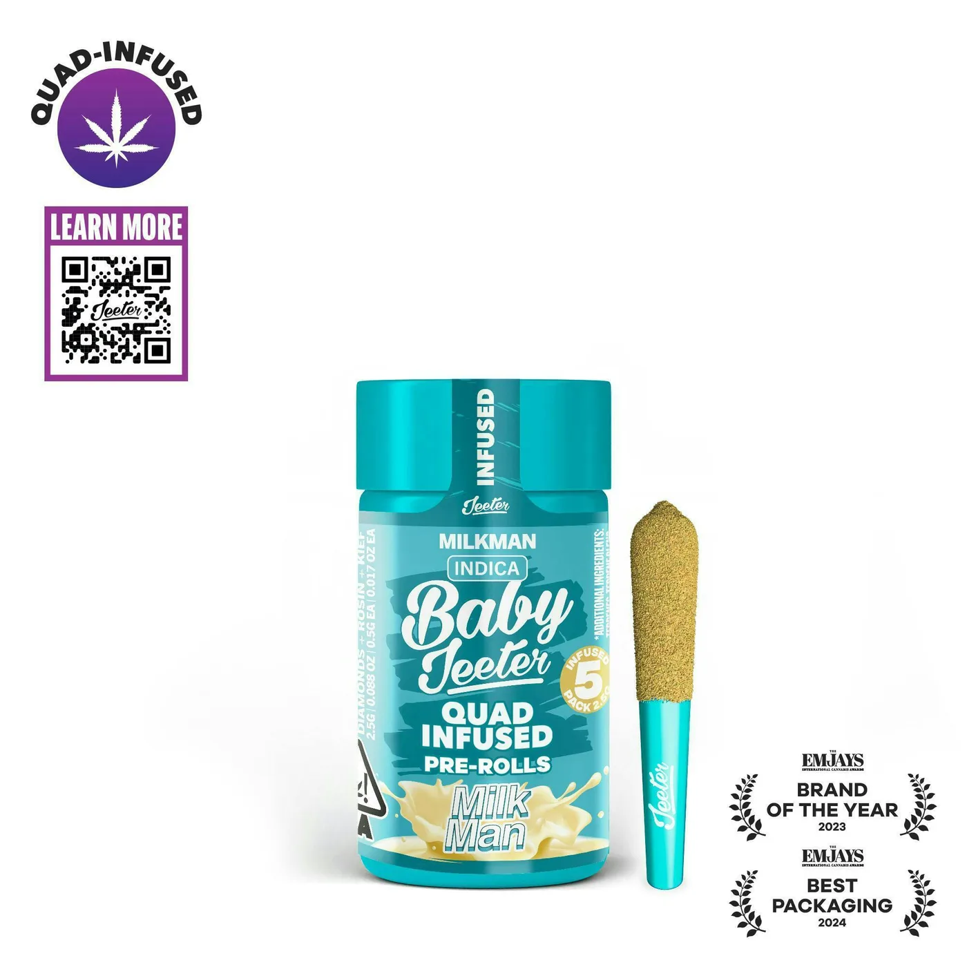 Pré-enrolado de THC Jeeter Milkman Quad-infusionado Minis 0.5g 5 unidades