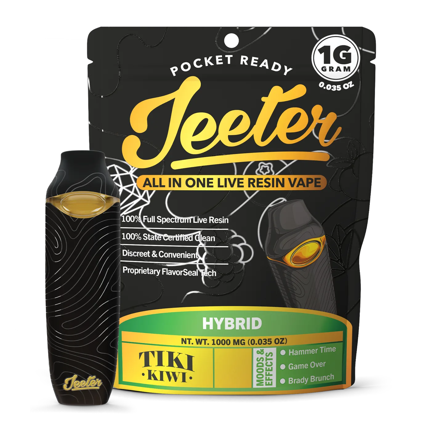 Caneta THC descartável Jeeter Juice Tiki Kiwi 1g Híbrida