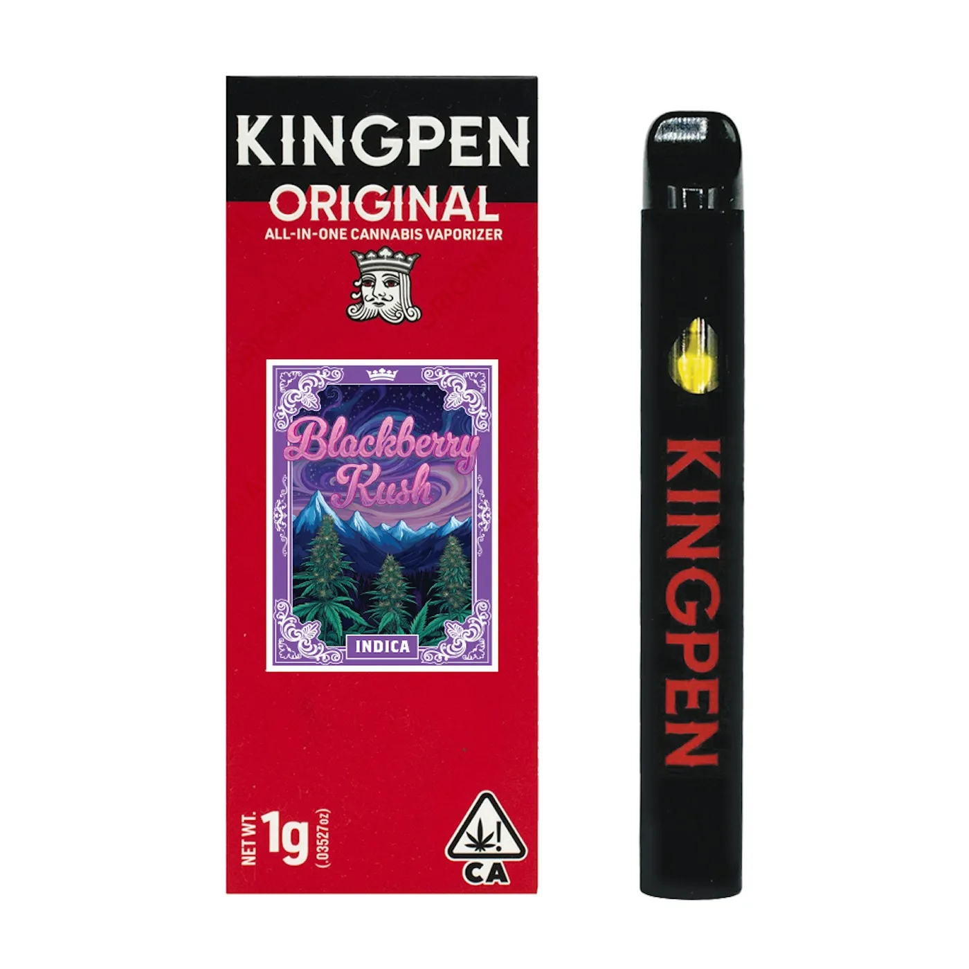 Caneta THC descartável King Pen Blackberry Kush 1g