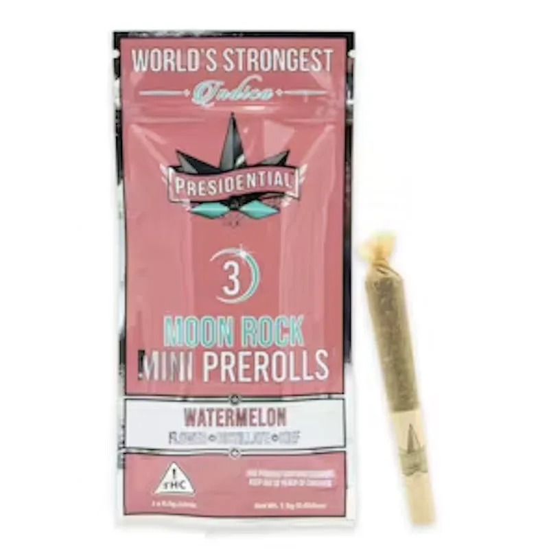 Pré-enrolado de THC Presidential Watermelon Moon Rock infusionado Minis 0.5g 3 unidades